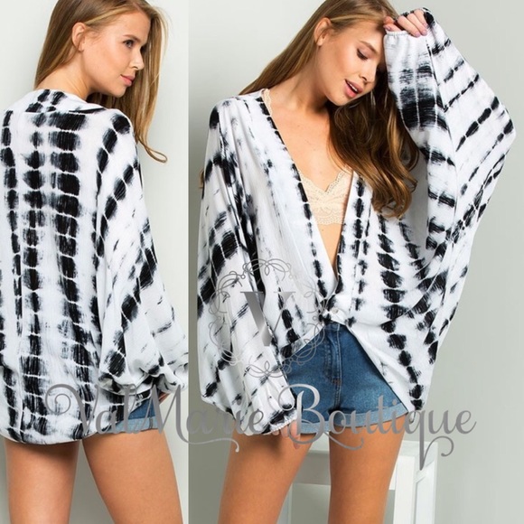 LAST 1- Dolman Sleeve Tie Dye Cardigan - Picture 3 of 4